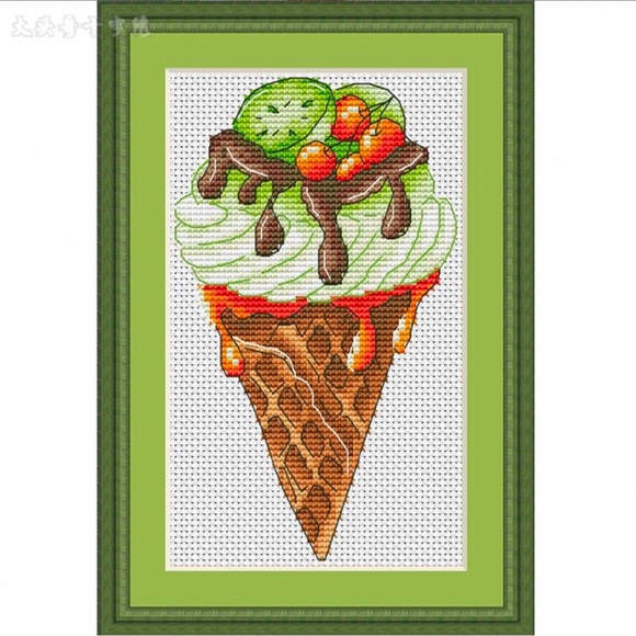 Colorful Ice Cream Cone Cross Stitch Art Cross Stitch Kit 16 CT - Picture 1 of 5